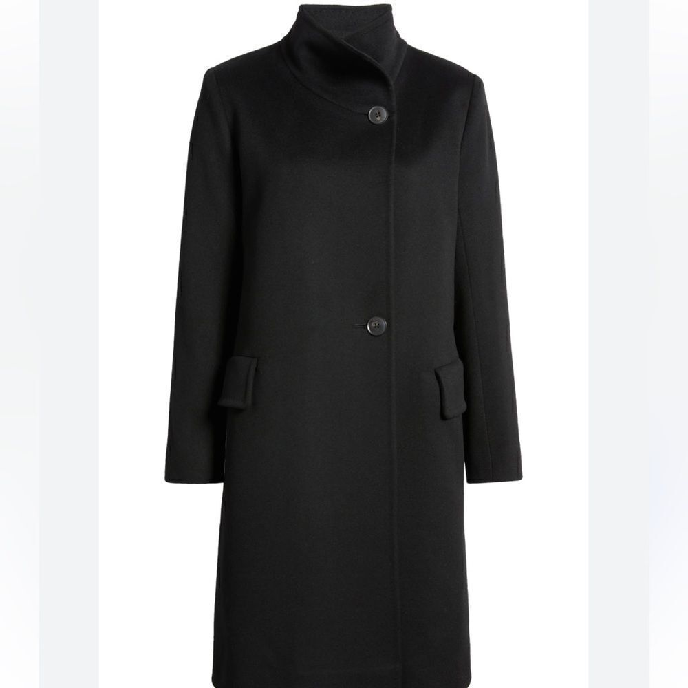 Fleurette Presley Black Mid-Length Two Button Cashmere Coat 4 $1200